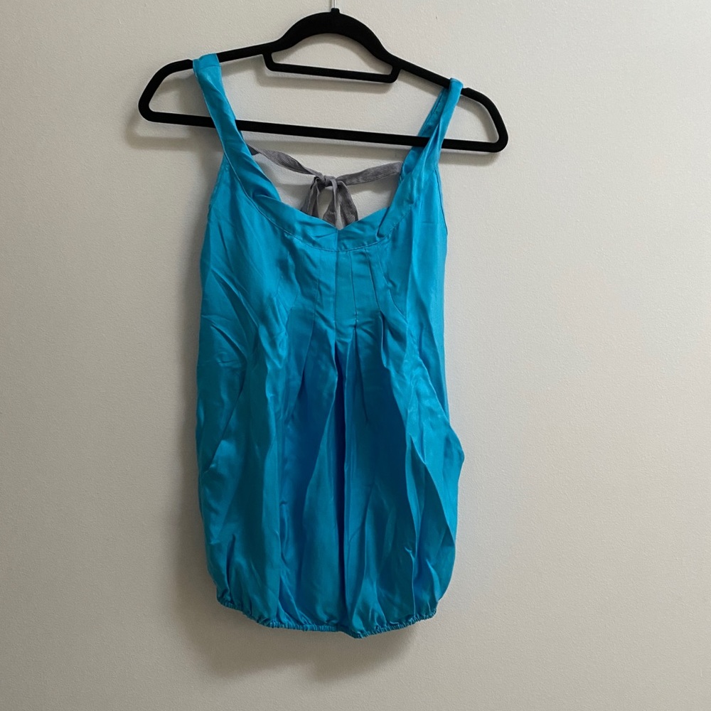 Covet Blue Satin Bubble Tank XS